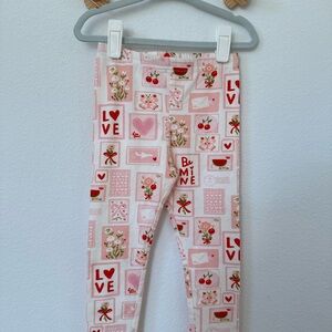 SweetHoney Pink & Red Valentine Patchwork Leggings - Girls